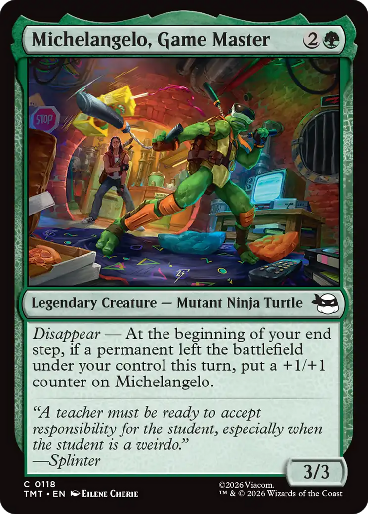 Michelangelo, Game Master - Common Legendary Creature — Mutant Ninja Turtle card from Teenage Mutant Ninja Turtles