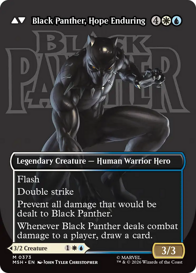 Back face of King T'Challa // Black Panther, Hope Enduring - Legendary Creature — Human Warrior Hero card
