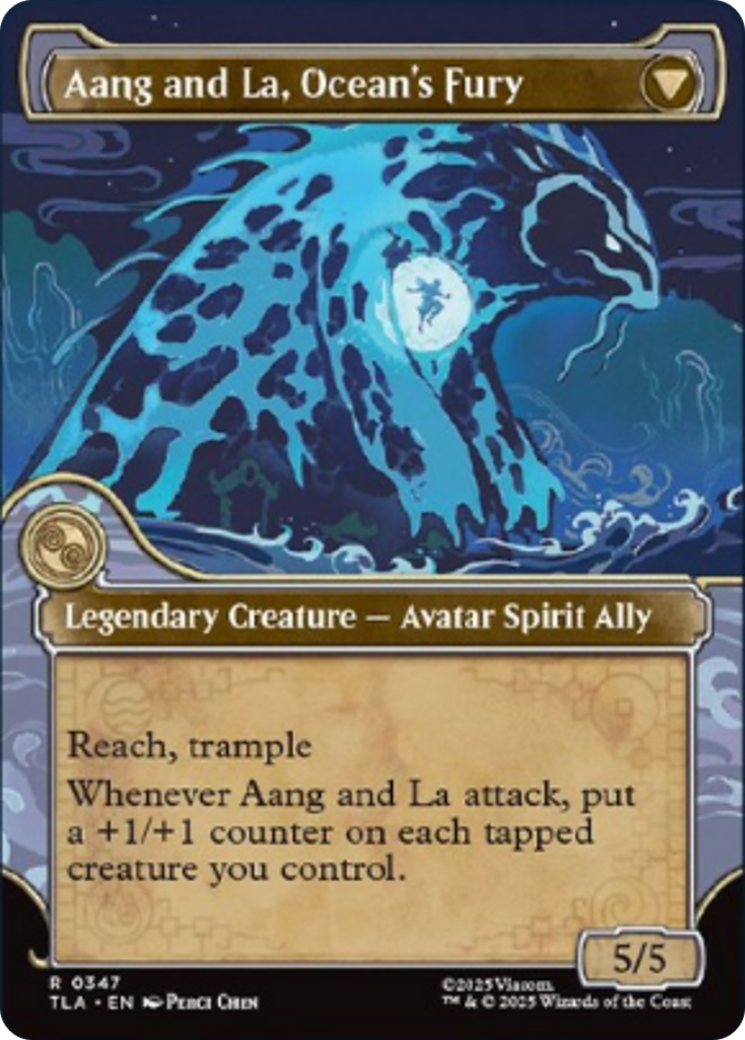 Back face of Aang, Swift Savior // Aang and La, Ocean's Fury - Legendary Creature — Avatar Spirit Ally card