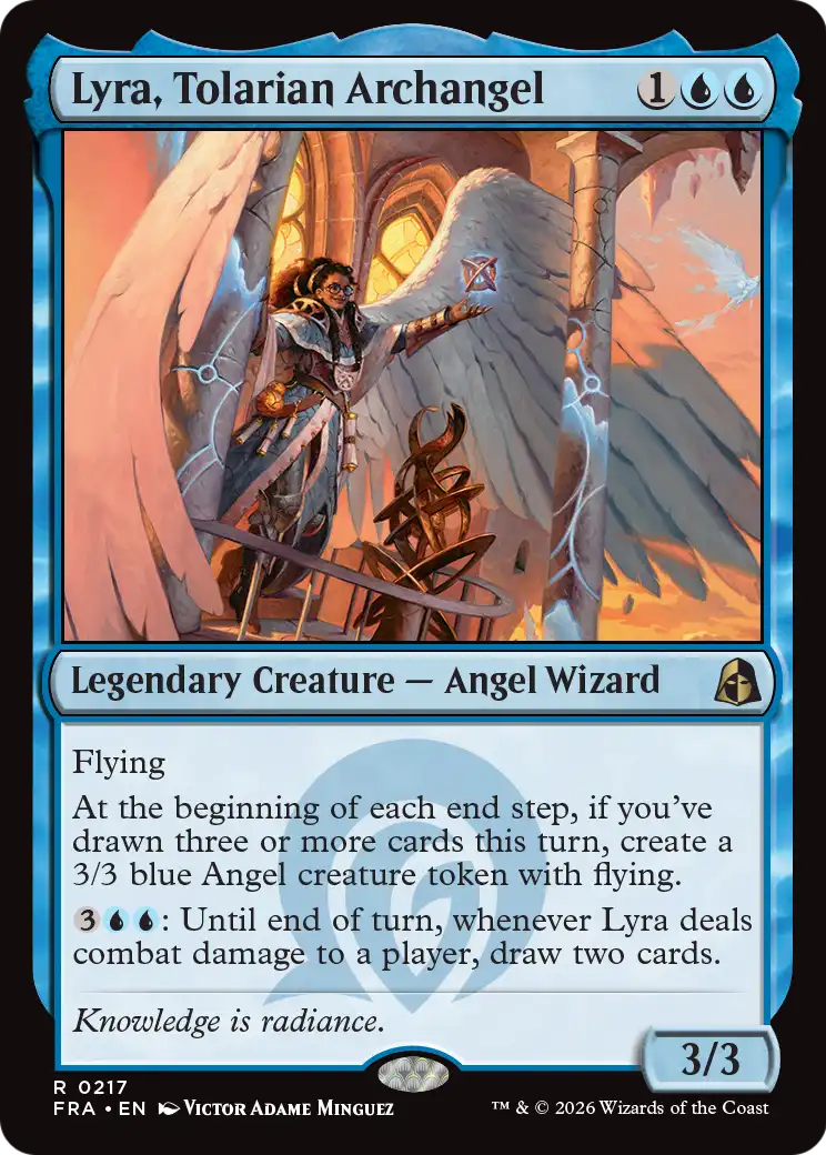 Lyra, Tolarian Archangel - Rare Legendary Creature — Angel Wizard card from Reality Fracture