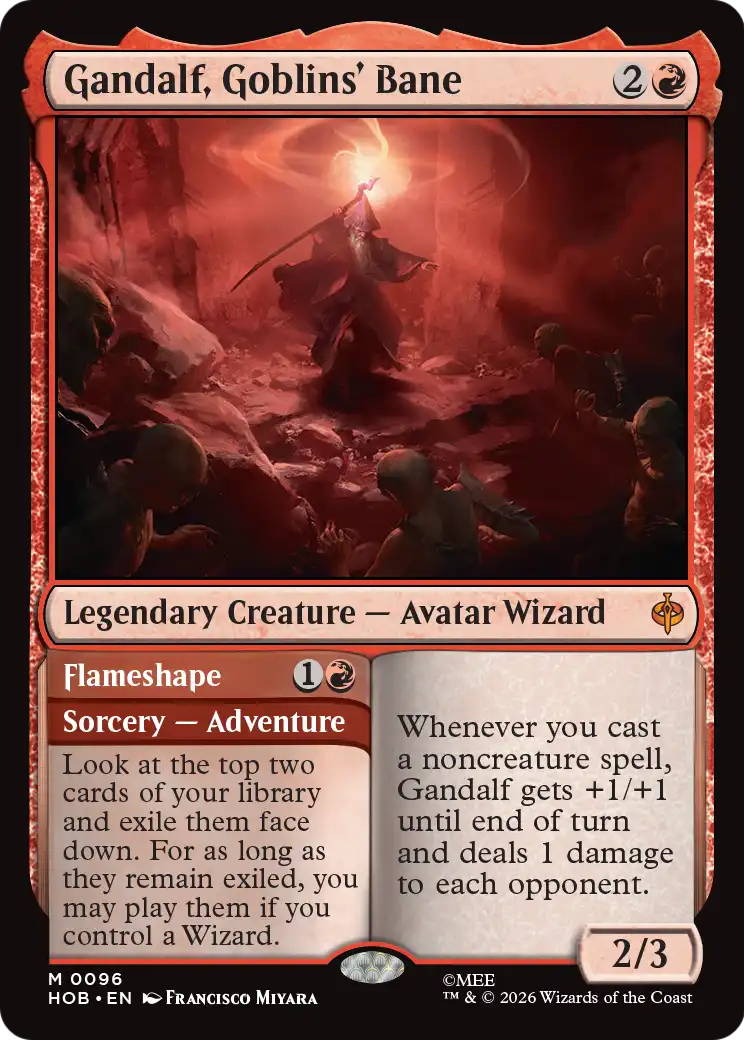 Gandalf, Goblins' Bane // Flameshape - Mythic Legendary Creature — Avatar Wizard card from The Hobbit