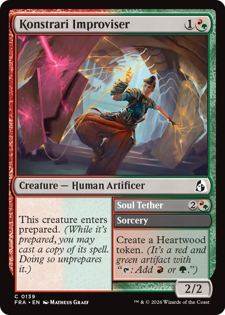 Konstrari Improviser // Soul Tether - Common Creature — Human Artificer card from Reality Fracture