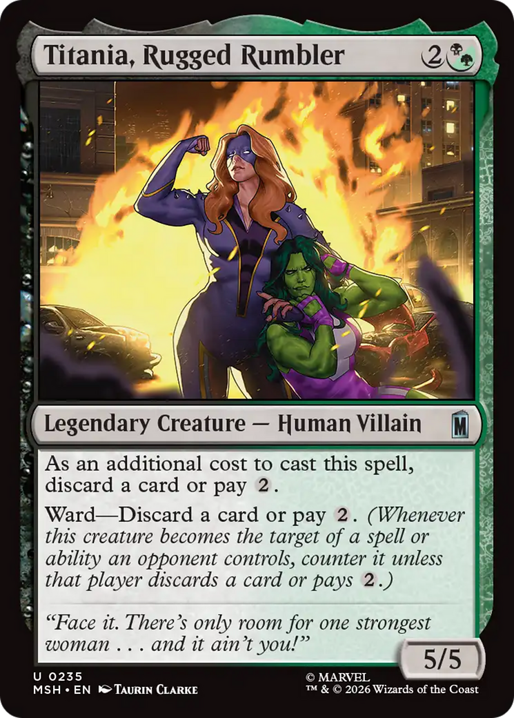 Titania, Rugged Rumbler - Uncommon Legendary Creature — Human Villain card from Marvel Super Heroes