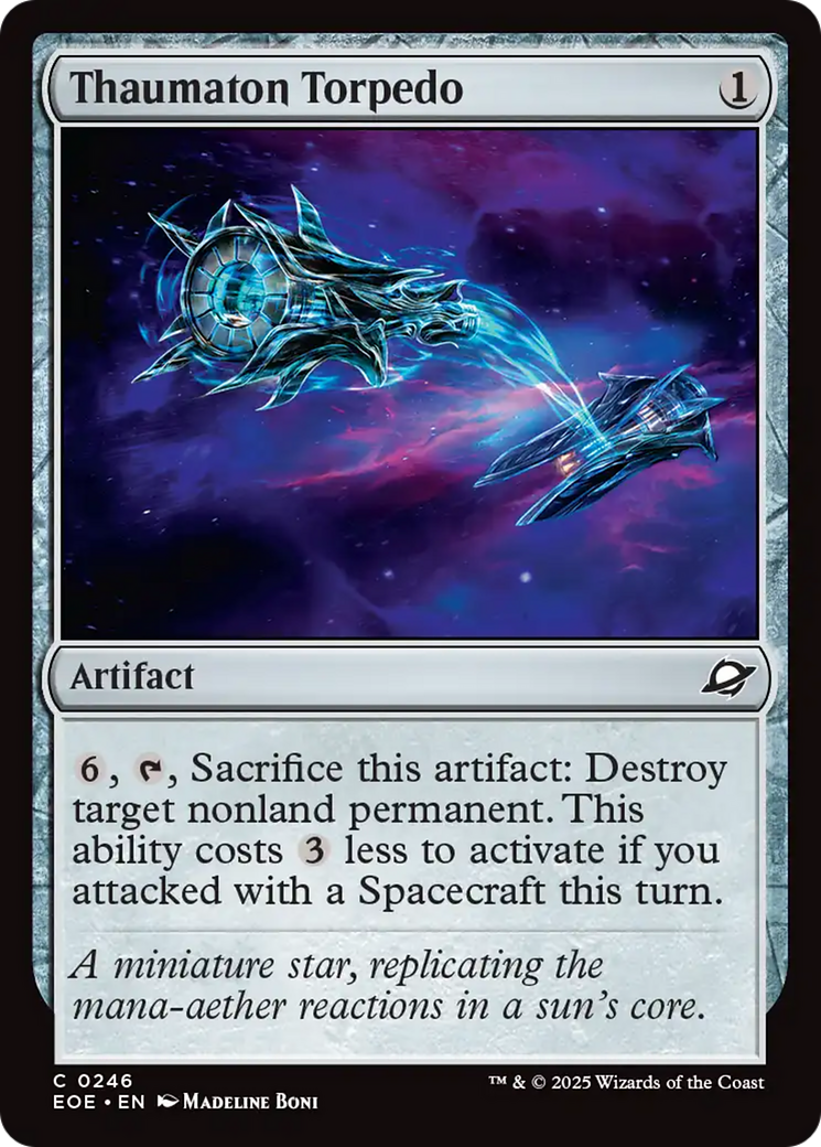 Thaumaton Torpedo - Common Artifact card from Edge of Eternities