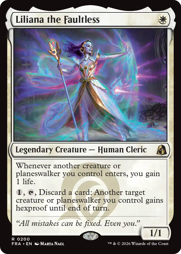 Liliana the Faultless - Rare Legendary Creature — Human Cleric card from Reality Fracture