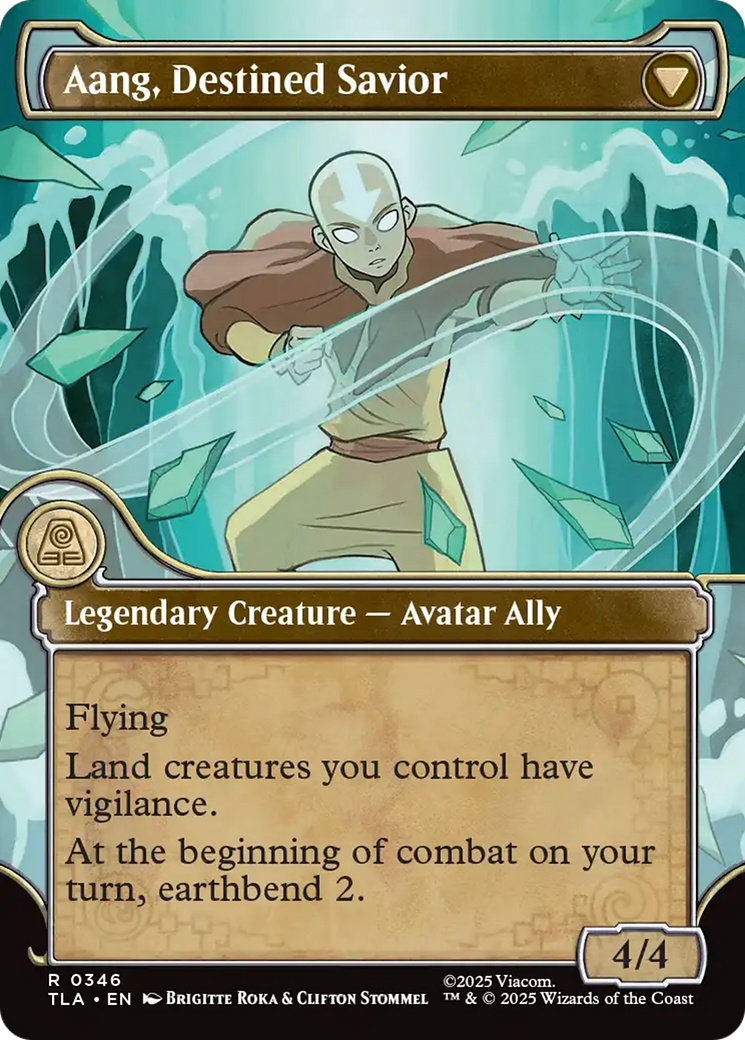 Back face of Aang, at the Crossroads // Aang, Destined Savior - Legendary Creature — Human Avatar Ally card