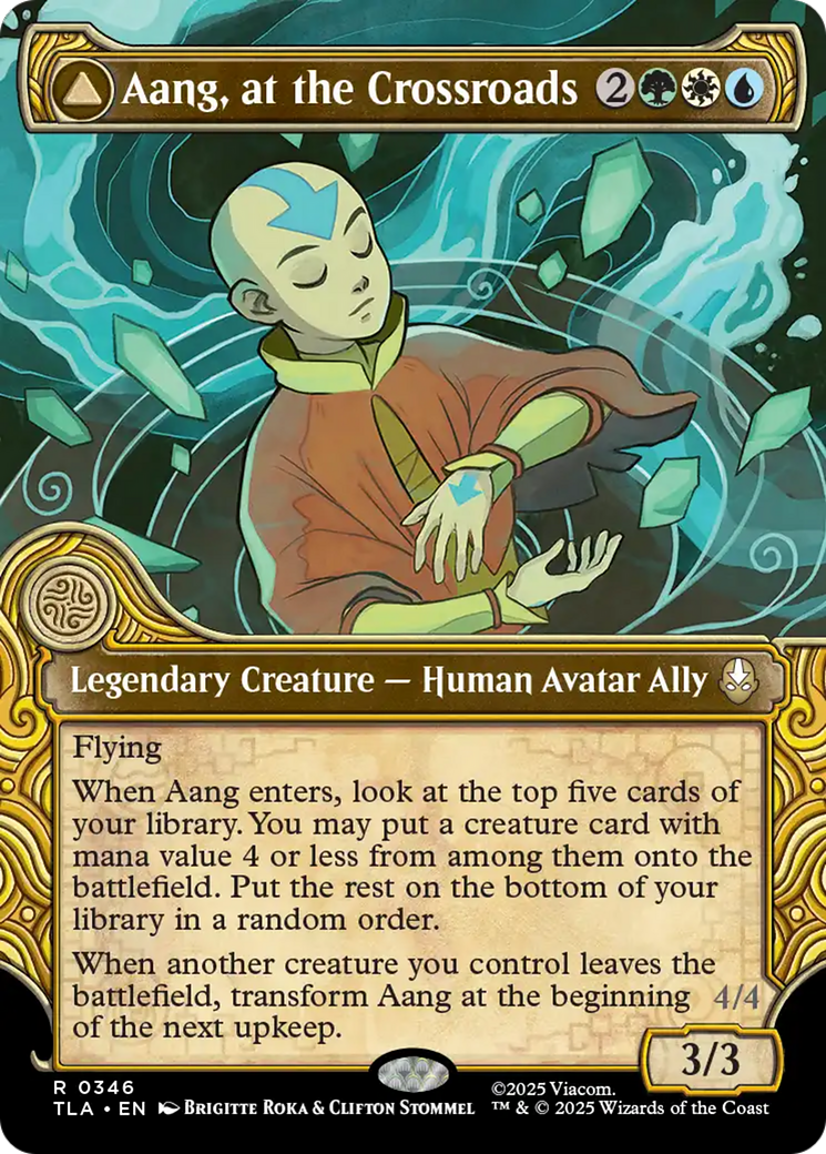 Aang, at the Crossroads // Aang, Destined Savior - Rare Legendary Creature — Human Avatar Ally card from Avatar: The Last Airbender
