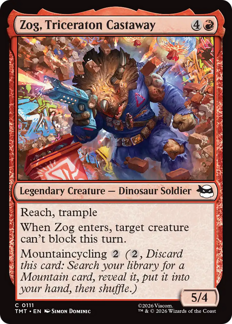 Zog, Triceraton Castaway - Common Legendary Creature — Dinosaur Soldier card from Teenage Mutant Ninja Turtles