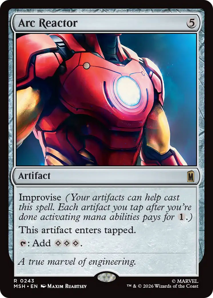 Arc Reactor - Rare Artifact card from Marvel Super Heroes