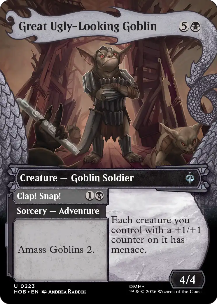 Great Ugly-Looking Goblin // Clap! Snap! - Uncommon Creature — Goblin Soldier card from The Hobbit