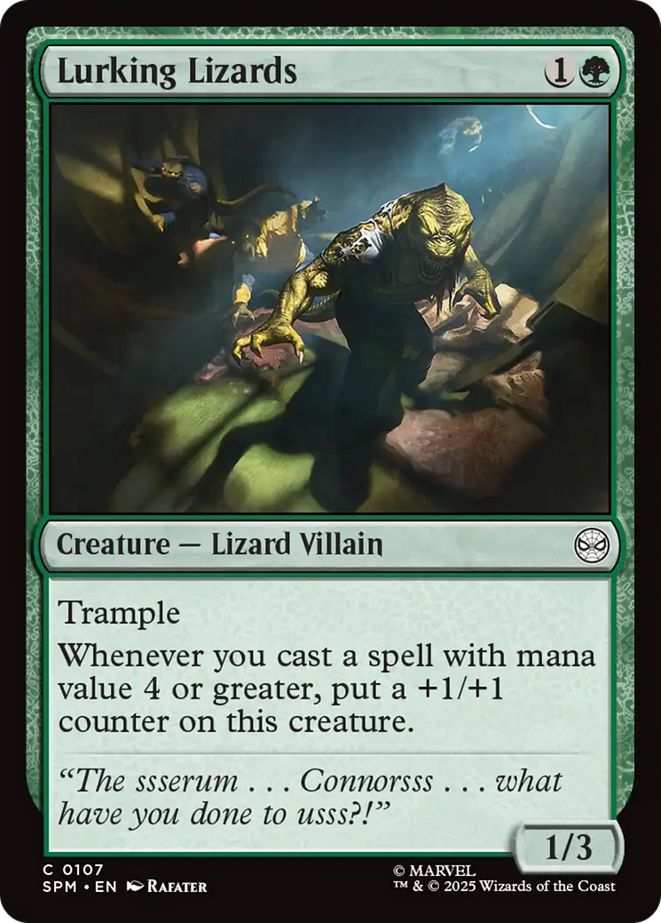 Lurking Lizards - Common Creature — Lizard Villain card from Marvel's Spider-Man