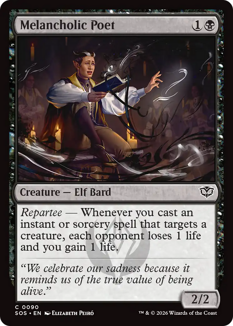 Melancholic Poet - Common Creature — Elf Bard card from Secrets of Strixhaven