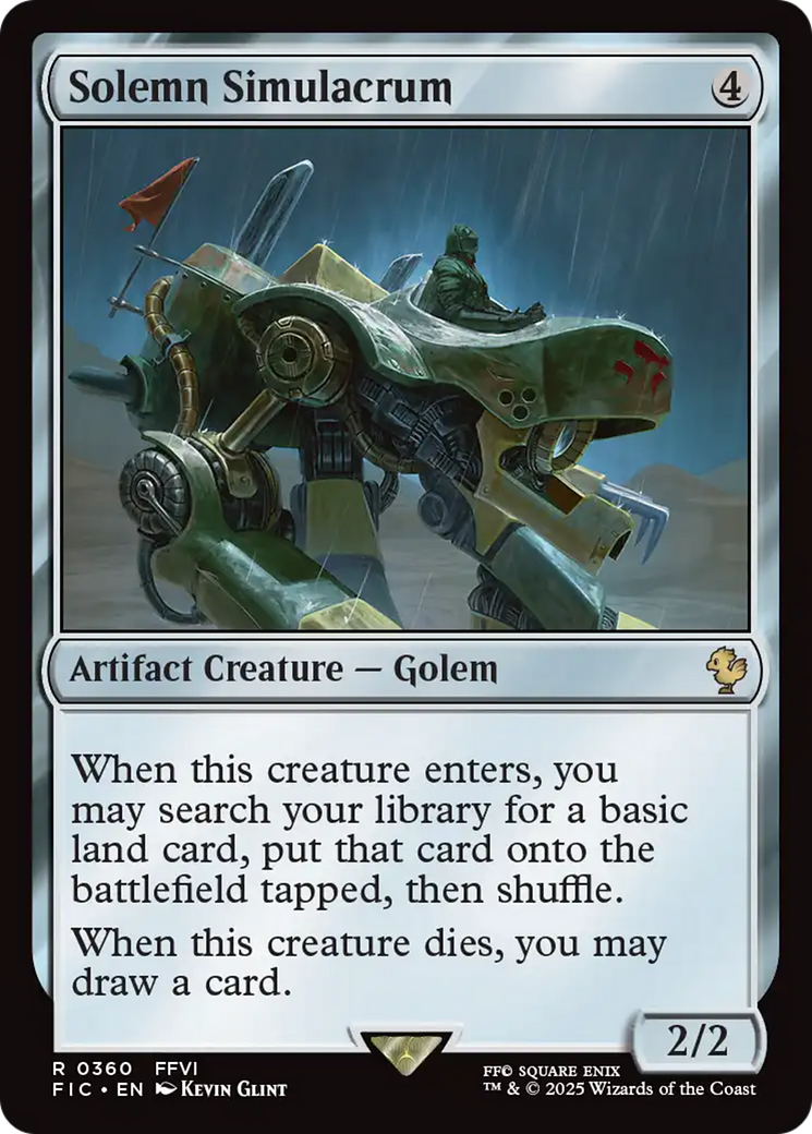 Solemn Simulacrum - Rare Artifact Creature — Golem card from Final Fantasy Commander