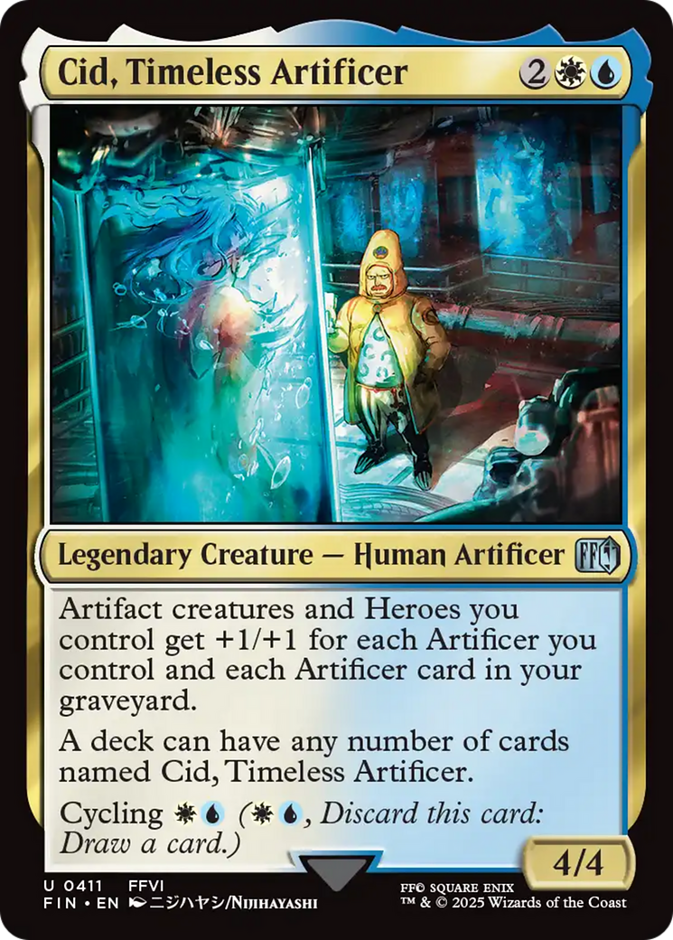 Cid, Timeless Artificer - Uncommon Legendary Creature — Human Artificer card from Final Fantasy