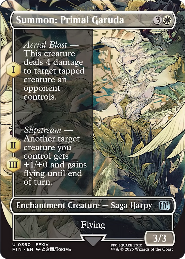 Summon: Primal Garuda - Uncommon Enchantment Creature — Saga Harpy card from Final Fantasy