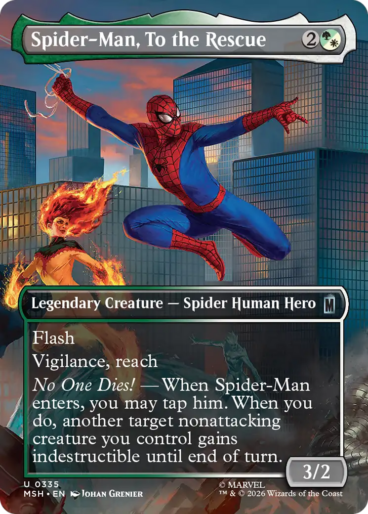 Spider-Man, To the Rescue - Uncommon Legendary Creature — Spider Human Hero card from Marvel Super Heroes