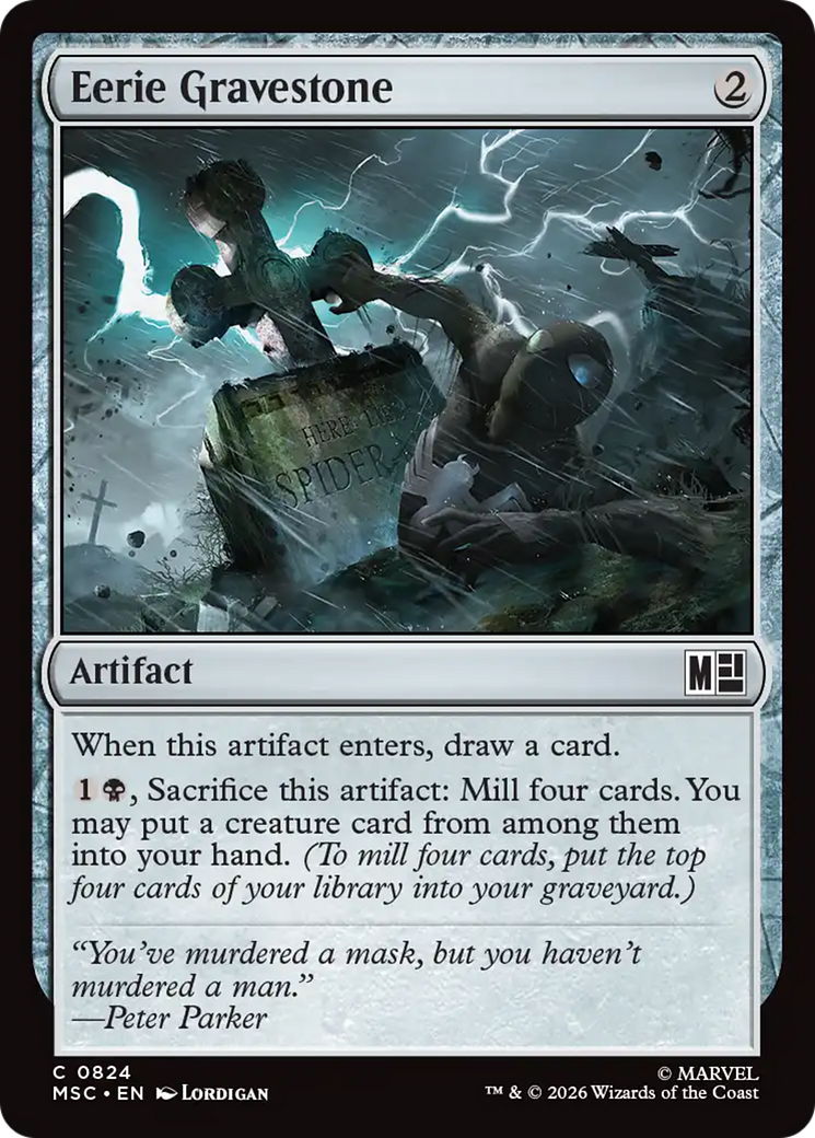 Eerie Gravestone - Common Artifact card from Marvel Super Heroes Commander