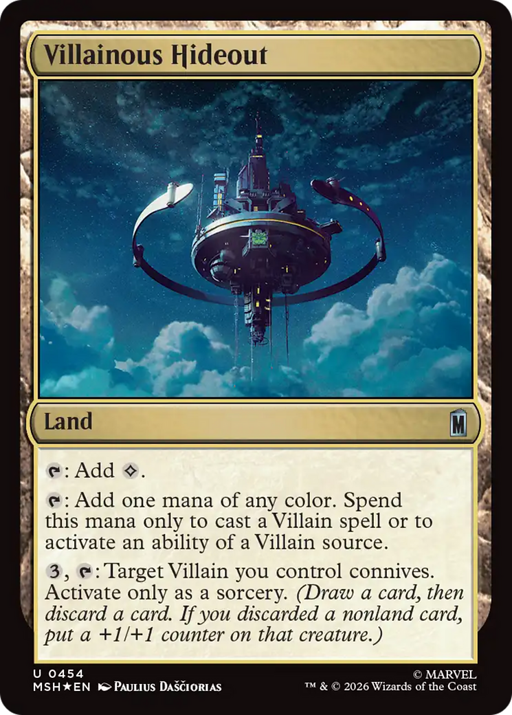 Villainous Hideout - Uncommon Land card from Marvel Super Heroes