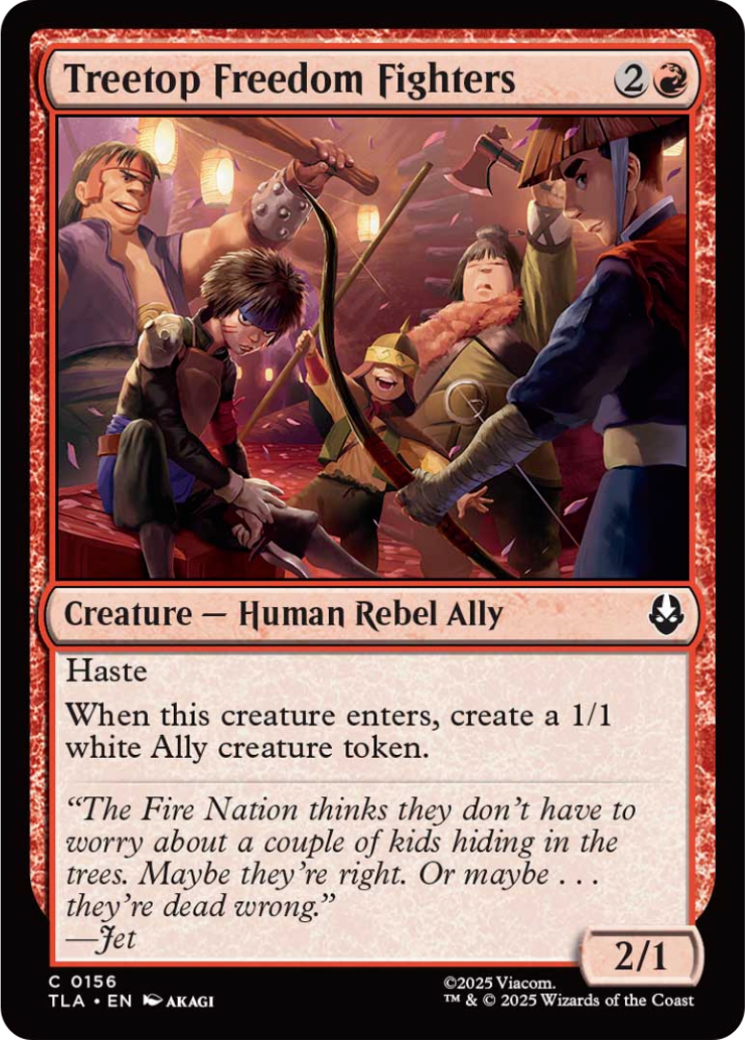 Treetop Freedom Fighters - Common Creature — Human Rebel Ally card from Avatar: The Last Airbender