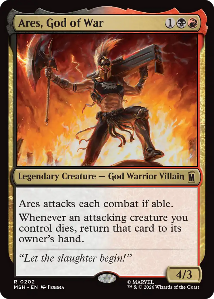 Ares, God of War - Rare Legendary Creature — God Warrior Villain card from Marvel Super Heroes