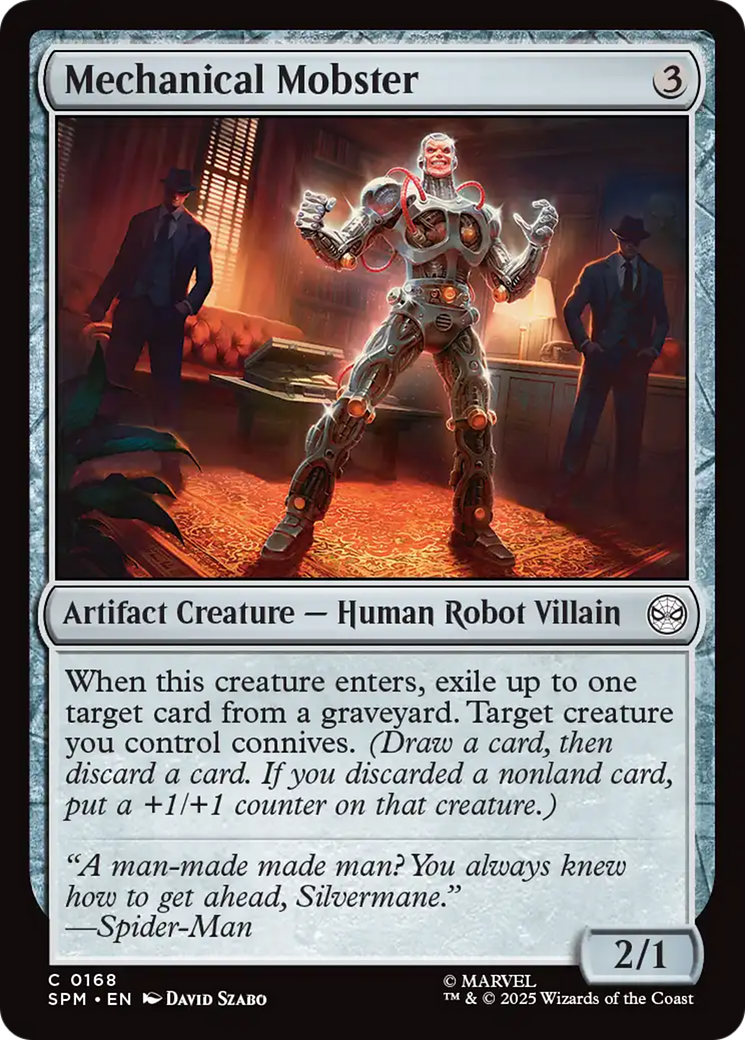 Mechanical Mobster - Common Artifact Creature — Human Robot Villain card from Marvel's Spider-Man