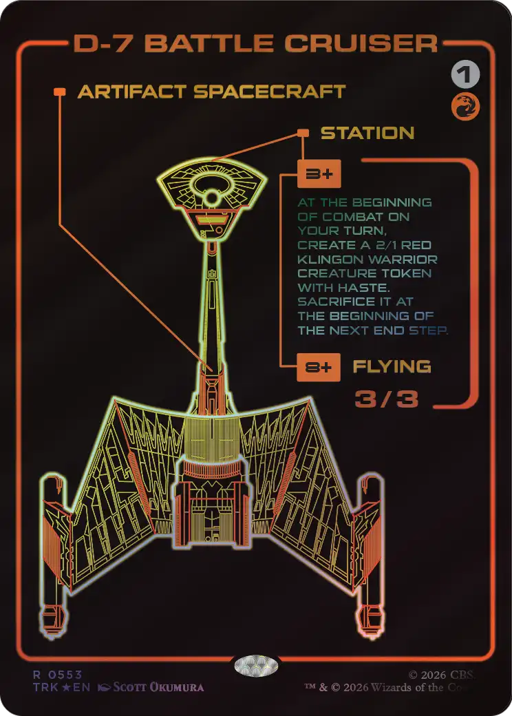 D-7 Battle Cruiser - Rare Artifact — Spacecraft card from Star Trek