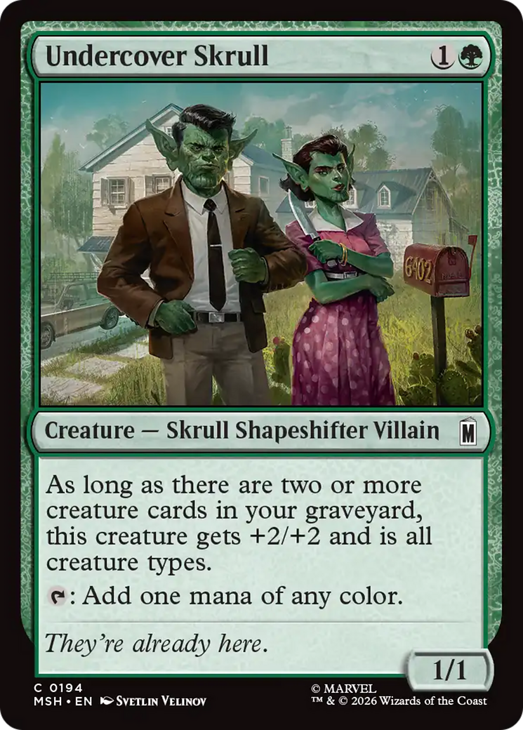 Undercover Skrull - Common Creature — Skrull Shapeshifter Villain card from Marvel Super Heroes