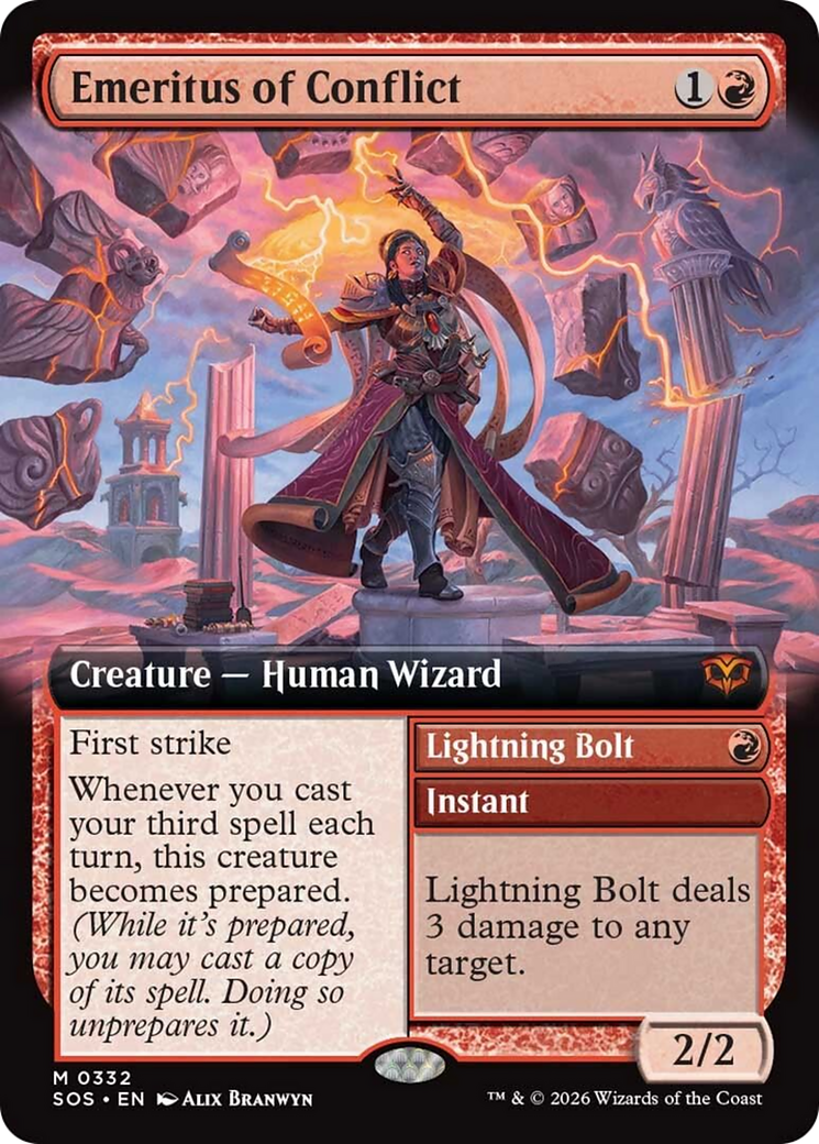 Emeritus of Conflict // Lightning Bolt - Mythic Creature — Human Wizard card from Secrets of Strixhaven