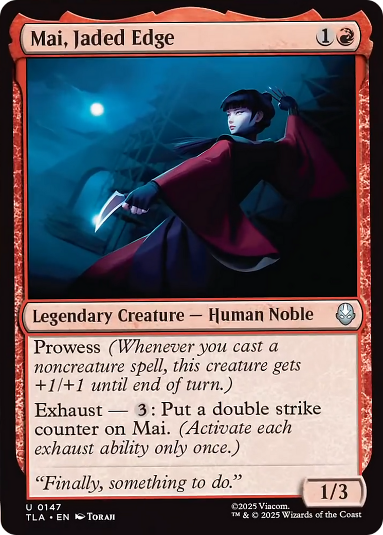 Mai, Jaded Edge - Uncommon Legendary Creature — Human Noble card from Avatar: The Last Airbender
