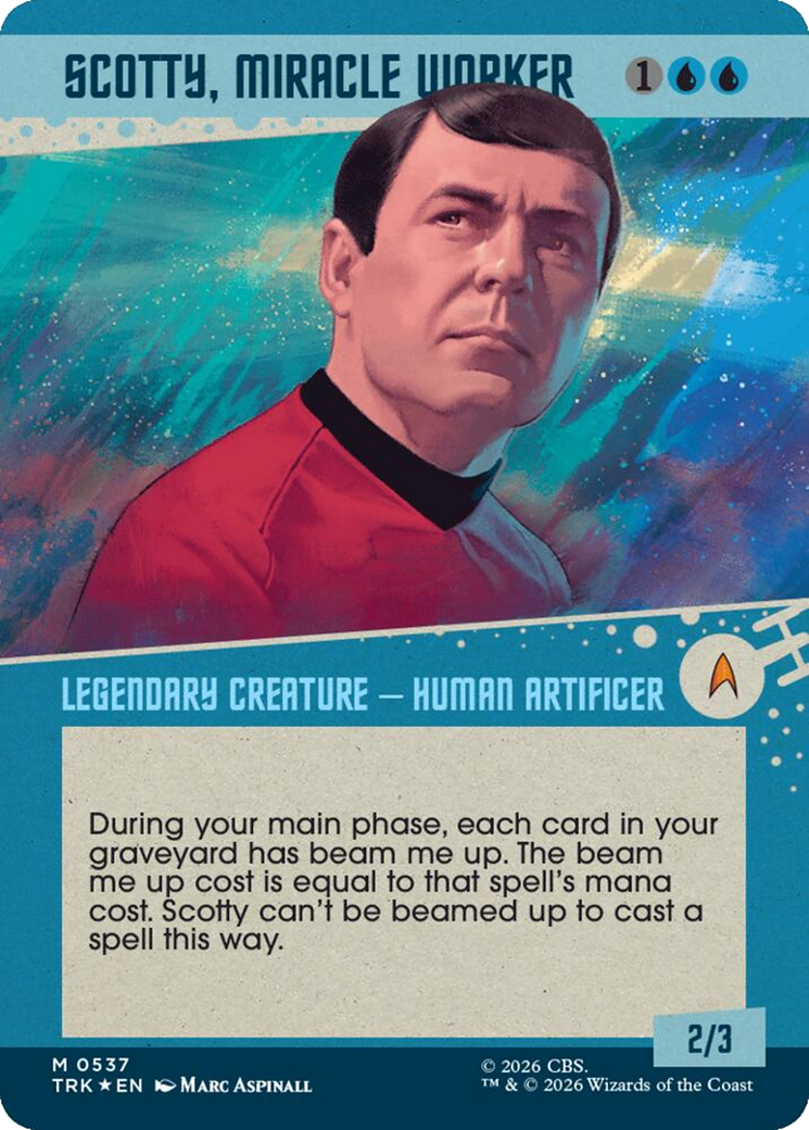 Scotty, Miracle Worker - Mythic Legendary Creature — Human Artificer card from Star Trek
