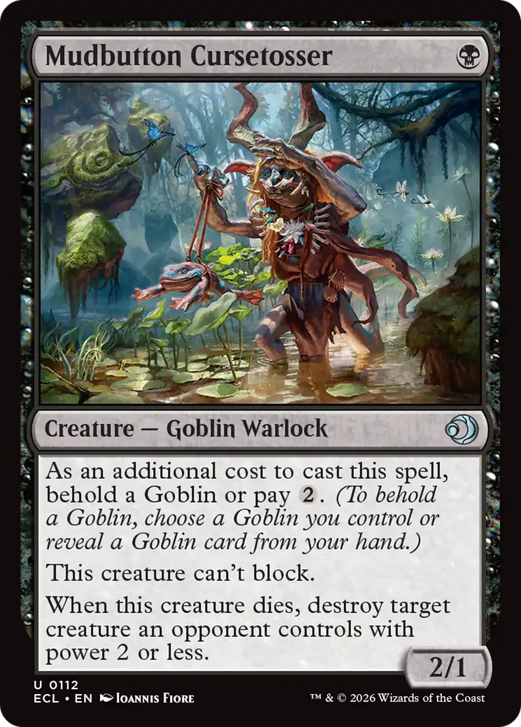 Mudbutton Cursetosser - Uncommon Creature — Goblin Warlock card from Lorwyn Eclipsed