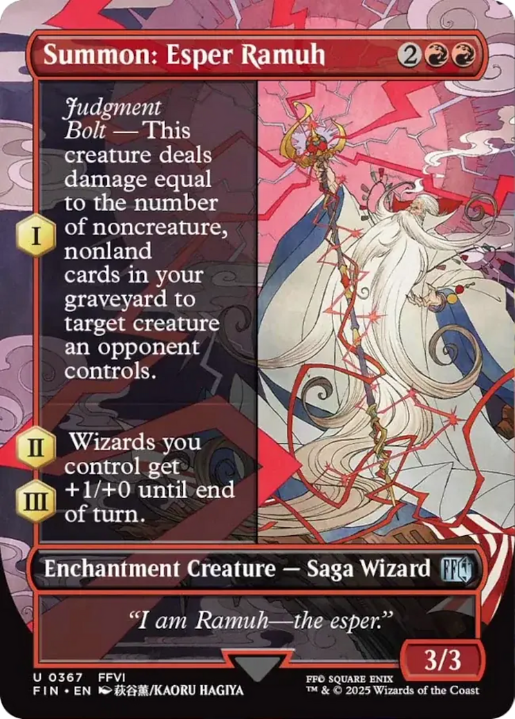Summon: Esper Ramuh - Uncommon Enchantment Creature — Saga Wizard card from Final Fantasy