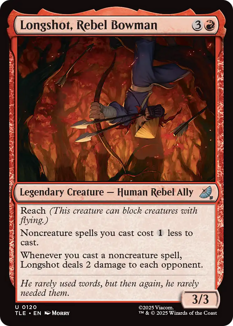 Longshot, Rebel Bowman - Uncommon Legendary Creature — Human Rebel Ally card from Avatar: The Last Airbender Eternal