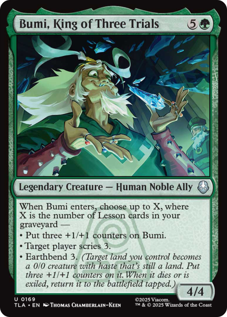Bumi, King of Three Trials - Uncommon Legendary Creature — Human Noble Ally card from Avatar: The Last Airbender
