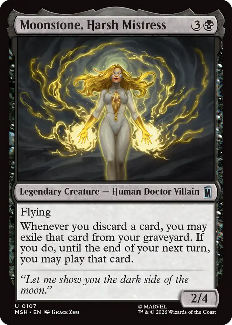 Moonstone, Harsh Mistress - Uncommon Legendary Creature — Human Doctor Villain card from Marvel Super Heroes