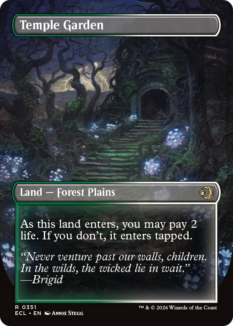 Back face of Temple Garden // Temple Garden - Land — Forest Plains card