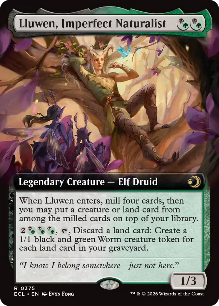 Lluwen, Imperfect Naturalist - Rare Legendary Creature — Elf Druid card from Lorwyn Eclipsed