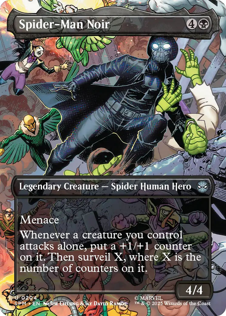 Spider-Man Noir - Uncommon Legendary Creature — Spider Human Hero card from Marvel's Spider-Man