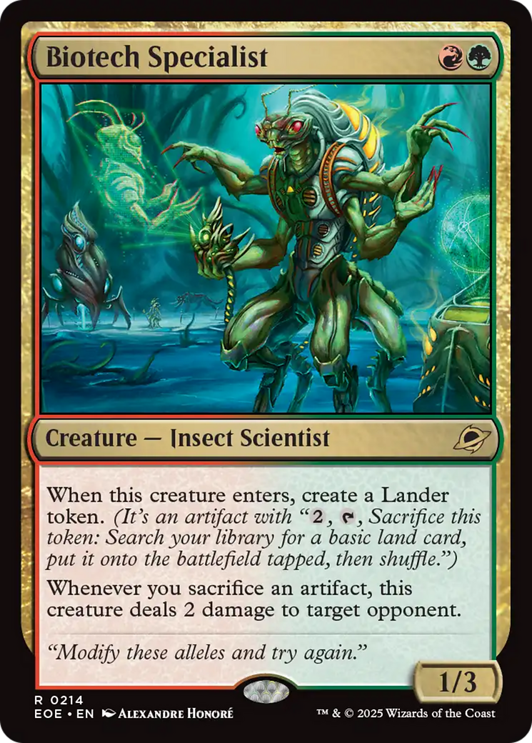 Biotech Specialist - Rare Creature — Insect Scientist card from Edge of Eternities