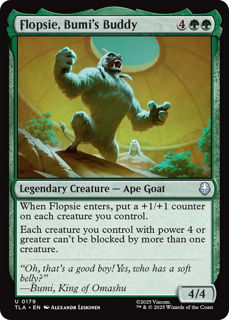 Flopsie, Bumi's Buddy - Uncommon Legendary Creature — Ape Goat card from Avatar: The Last Airbender