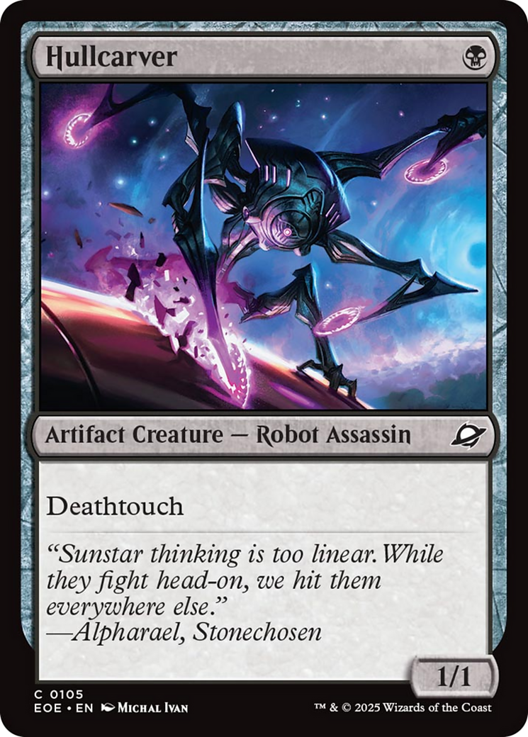 Hullcarver - Common Artifact Creature — Robot Assassin card from Edge of Eternities