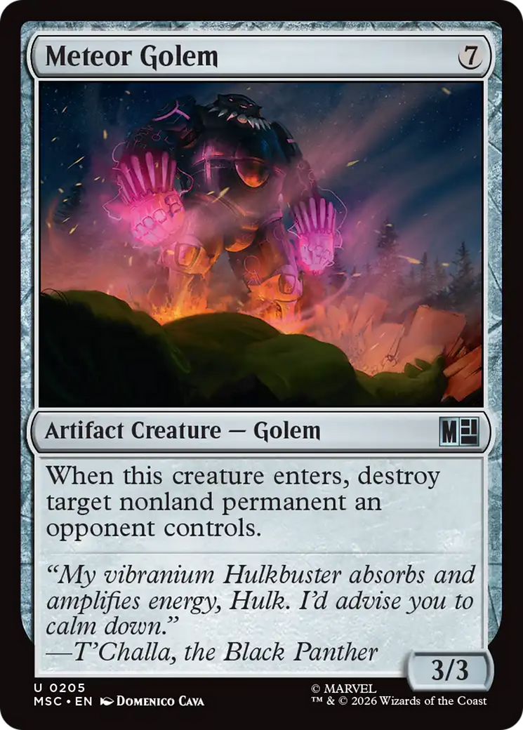 Meteor Golem - Uncommon Artifact Creature — Golem card from Marvel Super Heroes Commander