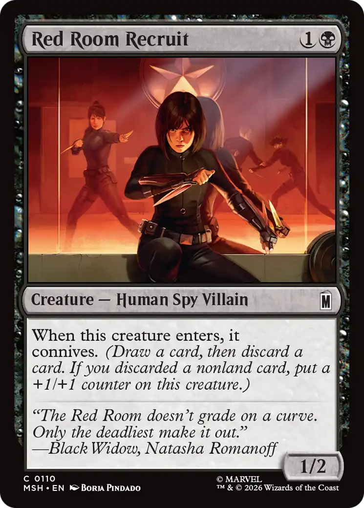Red Room Recruit - Common Creature — Human Spy Villain card from Marvel Super Heroes