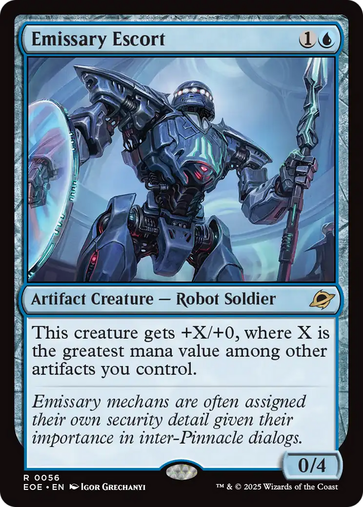 Emissary Escort - Rare Artifact Creature — Robot Soldier card from Edge of Eternities