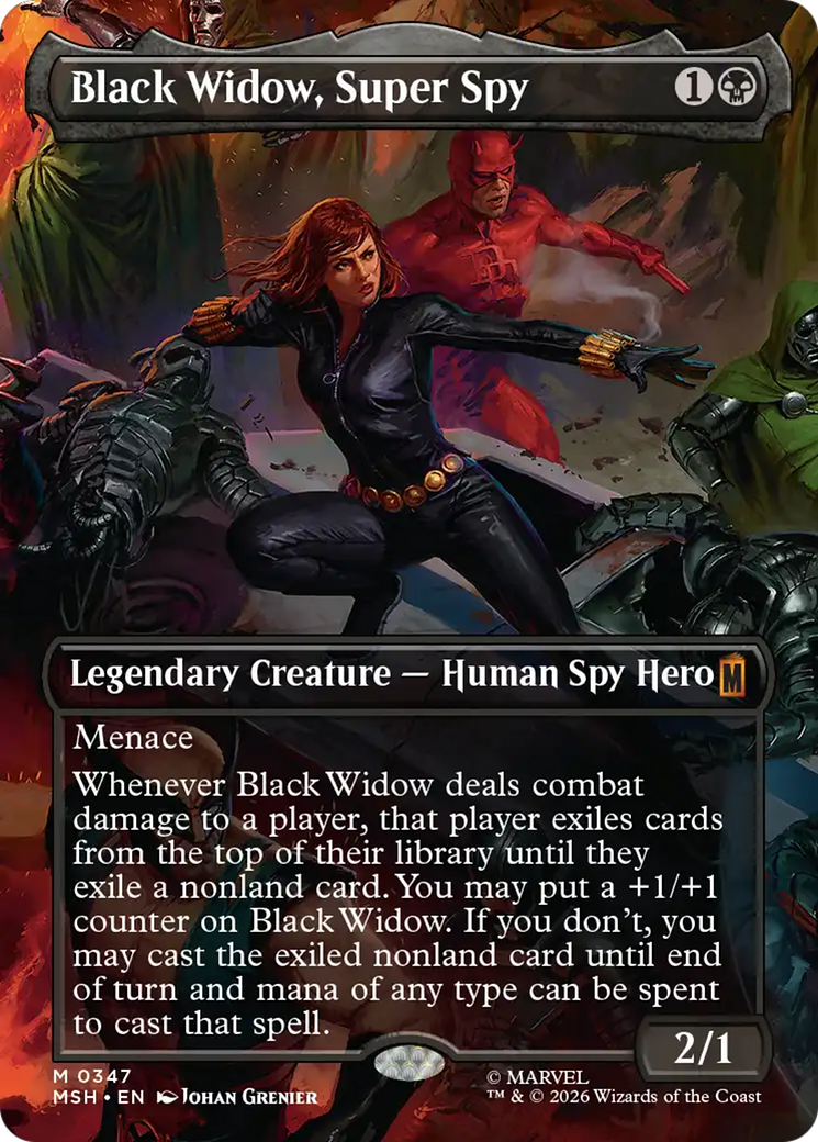 Black Widow, Super Spy - Mythic Legendary Creature — Human Spy Hero card from Marvel Super Heroes