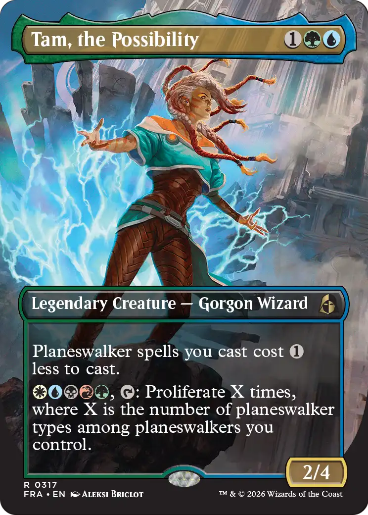 Tam, the Possibility - Rare Legendary Creature — Gorgon Wizard card from Reality Fracture