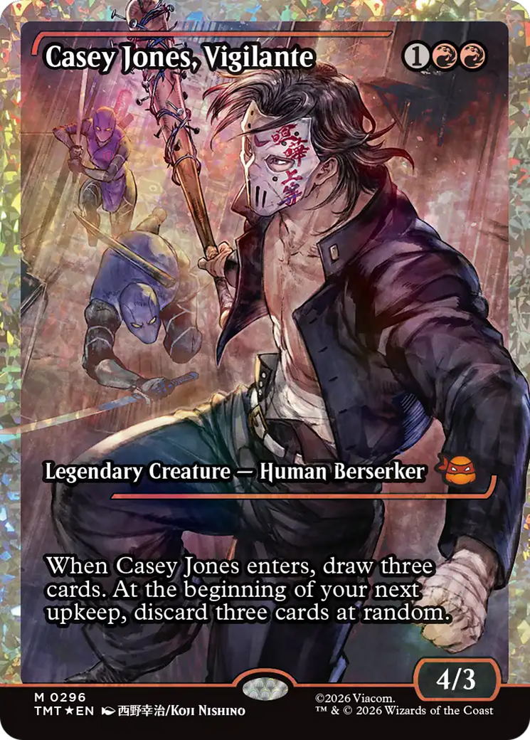 Casey Jones, Vigilante - Mythic Legendary Creature — Human Berserker card from Teenage Mutant Ninja Turtles