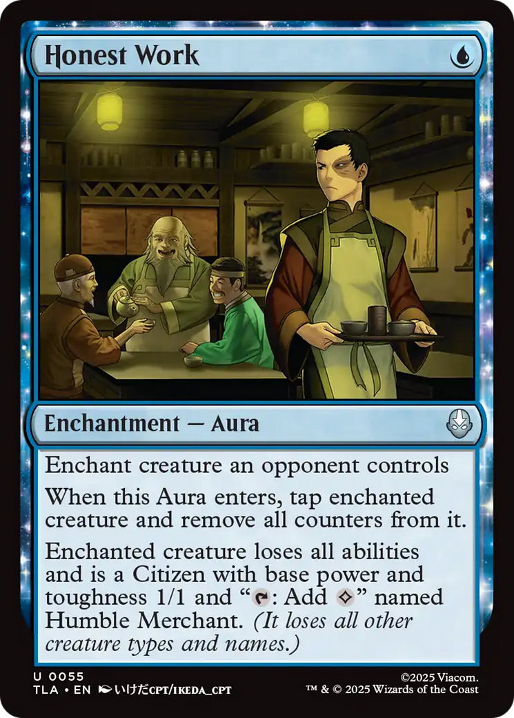 Honest Work - Uncommon Enchantment — Aura card from Avatar: The Last Airbender