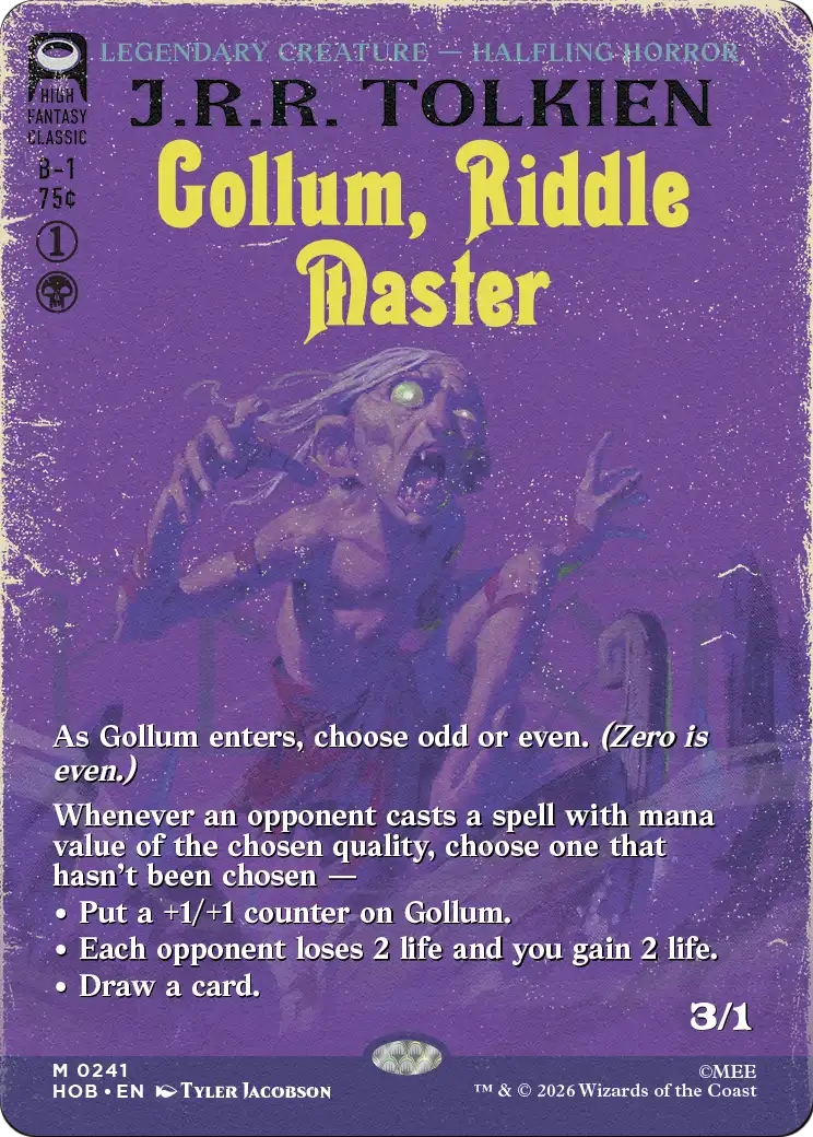 Gollum, Riddle Master - Mythic Legendary Creature — Halfling Horror card from The Hobbit