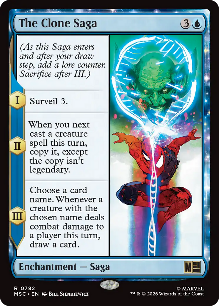 The Clone Saga - Rare Enchantment — Saga card from Marvel Super Heroes Commander